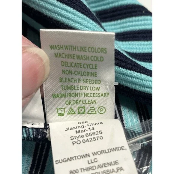 Lilly Pulitzer Charlene Navy Aqua Blue Stripes Dress Gold Buttons Sz M Jackie-O - Picture 16 of 16